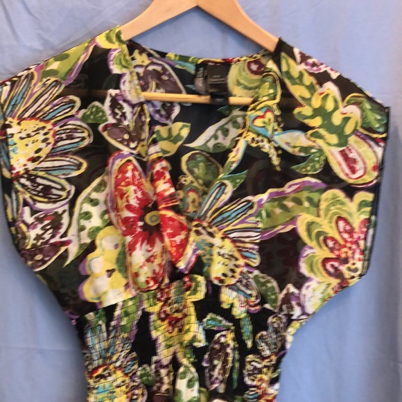 Beautiful Boho Vintage Floral Semi Sheer Unique Top BISOU BISOU Small - Picture 2 of 16